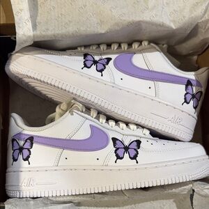 Custom Nike AF1 Purple Butterfly women’s 7
